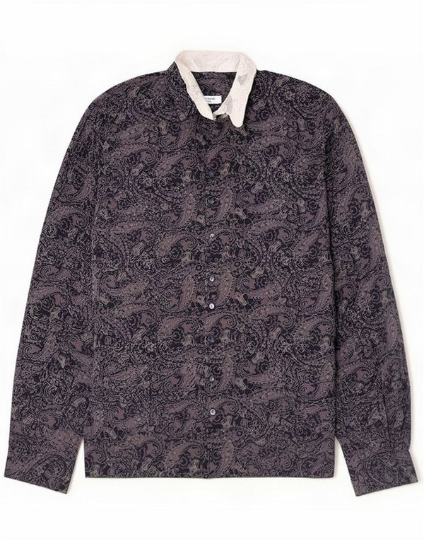 Vintage ženska košulja bluza UK 16 Large Navy Blue Paisley
