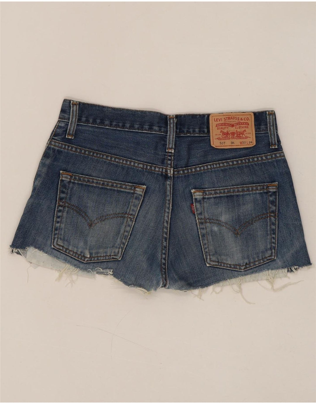 Levi's ženske kratke traper hlače 507 W30 srednje plavi pamuk