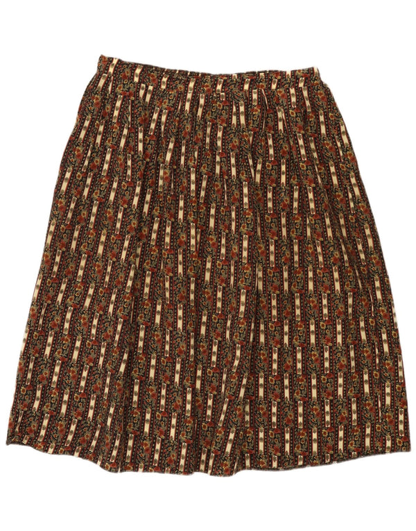Vintage ženska lepršava suknja visokog struka UK 22/24 2XL W34 kaki cvjetni
