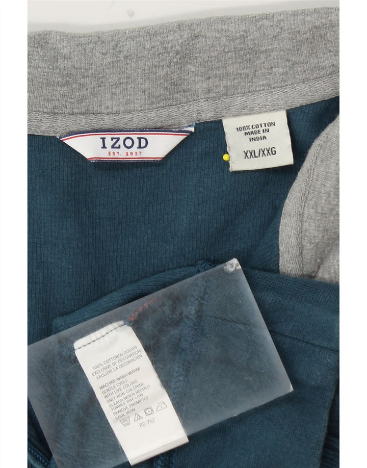 IZOD Muška majica s izrezom na patentni zatvarač 2XL plavi pamuk