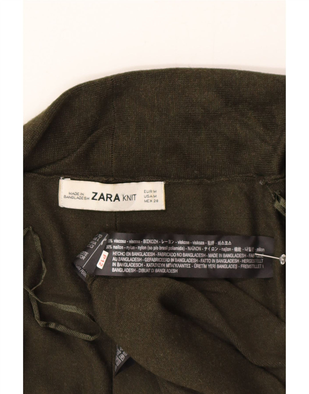 Zara ženski otvoreni kardigan pulover UK 12 Srednje zelena viskoza