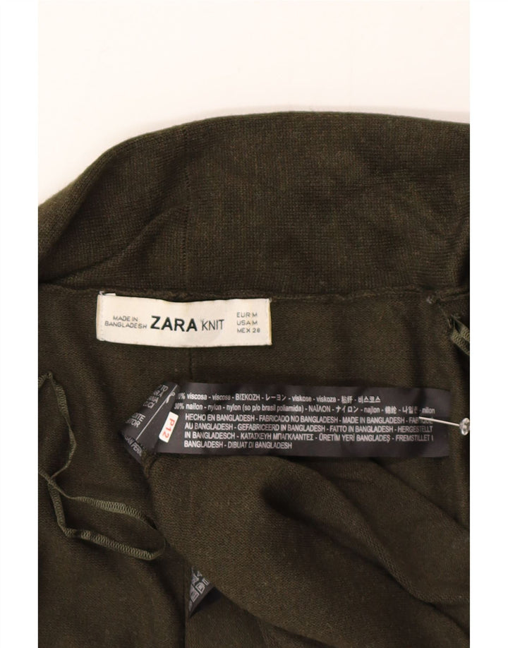 Zara ženski otvoreni kardigan pulover UK 12 Srednje zelena viskoza