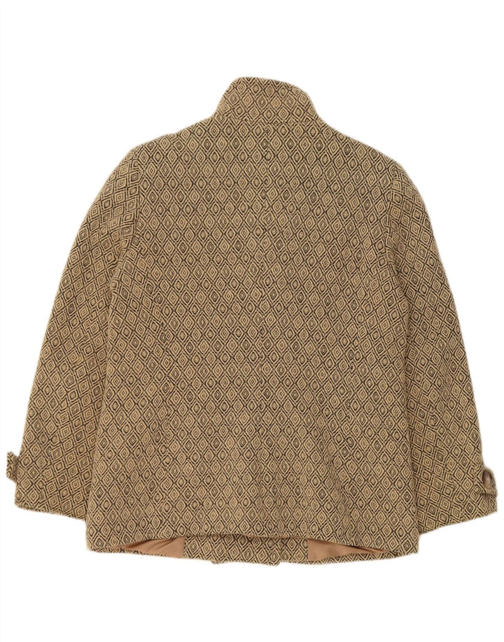 Vintage ženski graškasti kaput UK 12 Medium Beige Argyle/Diamond New Wool