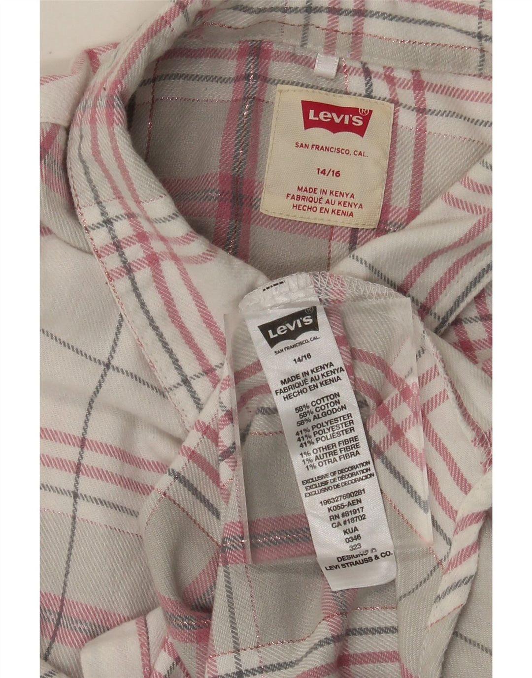 LEVI'S Flanel košulja za djevojčice 14-15 godina, pamuk u sivom karu