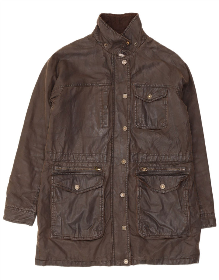 FAT FACE Velika ženska jakna od voštanog pamuka UK 10 Mala smeđa pamuk