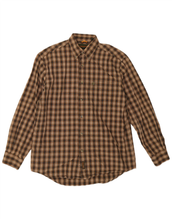 Timberland muška flanelska košulja, mali, smeđi pamuk