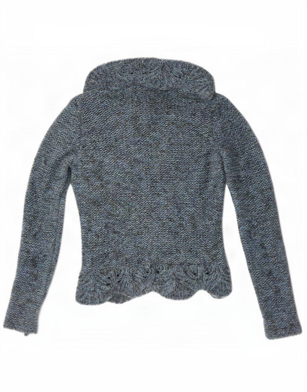 Benetton ženski otvoreni kardigan pulover UK 10 Small Blue Flected Acrylic