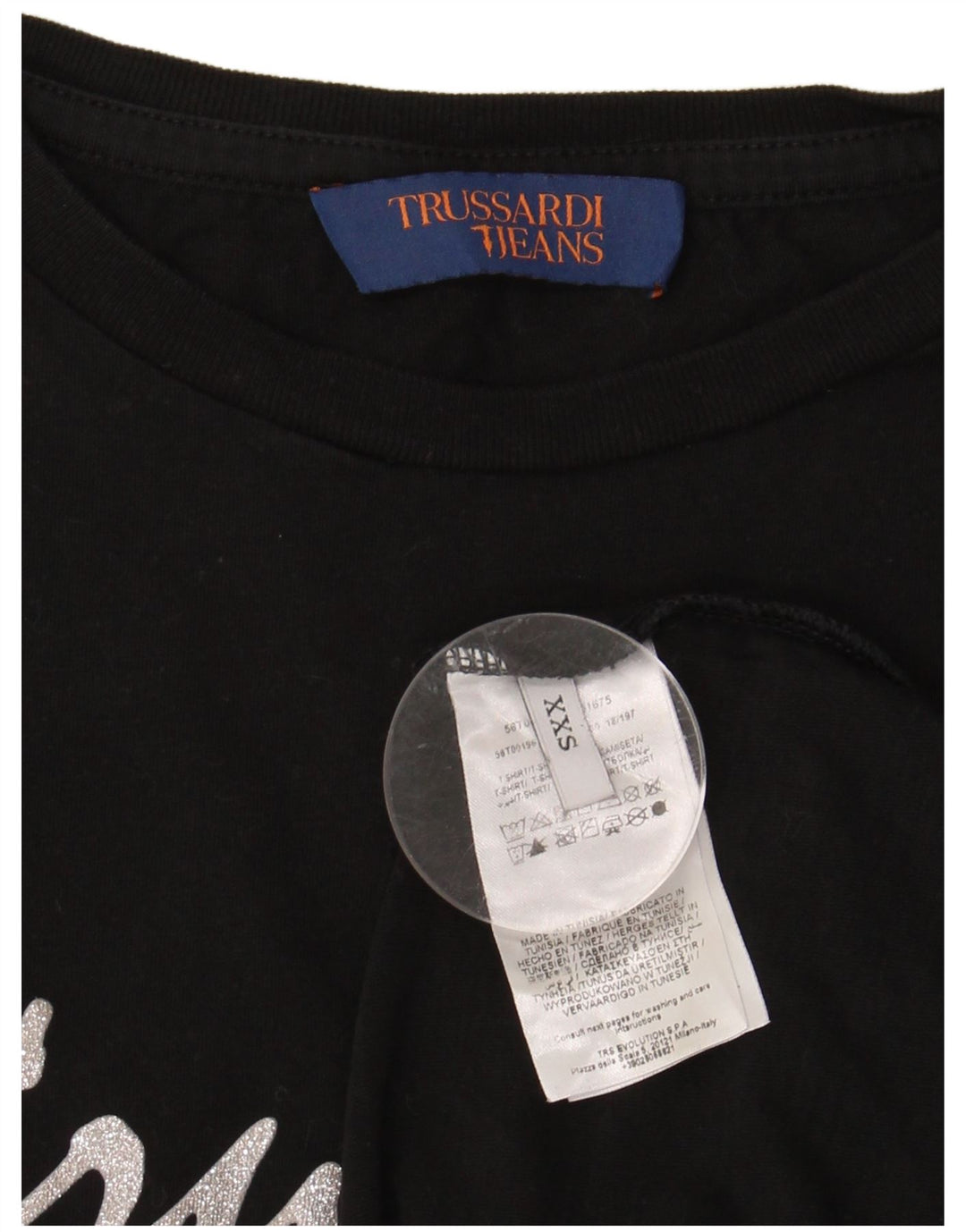 TRUSSARDI JEANS Ženska prevelika majica kratkih rukava s motivima UK 2 2XS crna