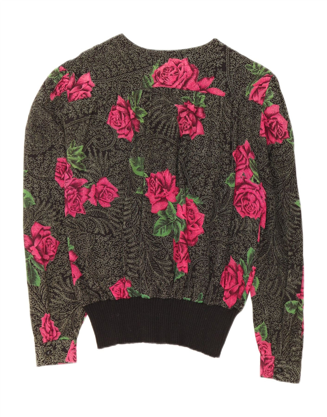 FERRETTI ženski gornji dio bluze dugih rukava IT 48 XL crna cvjetna svila