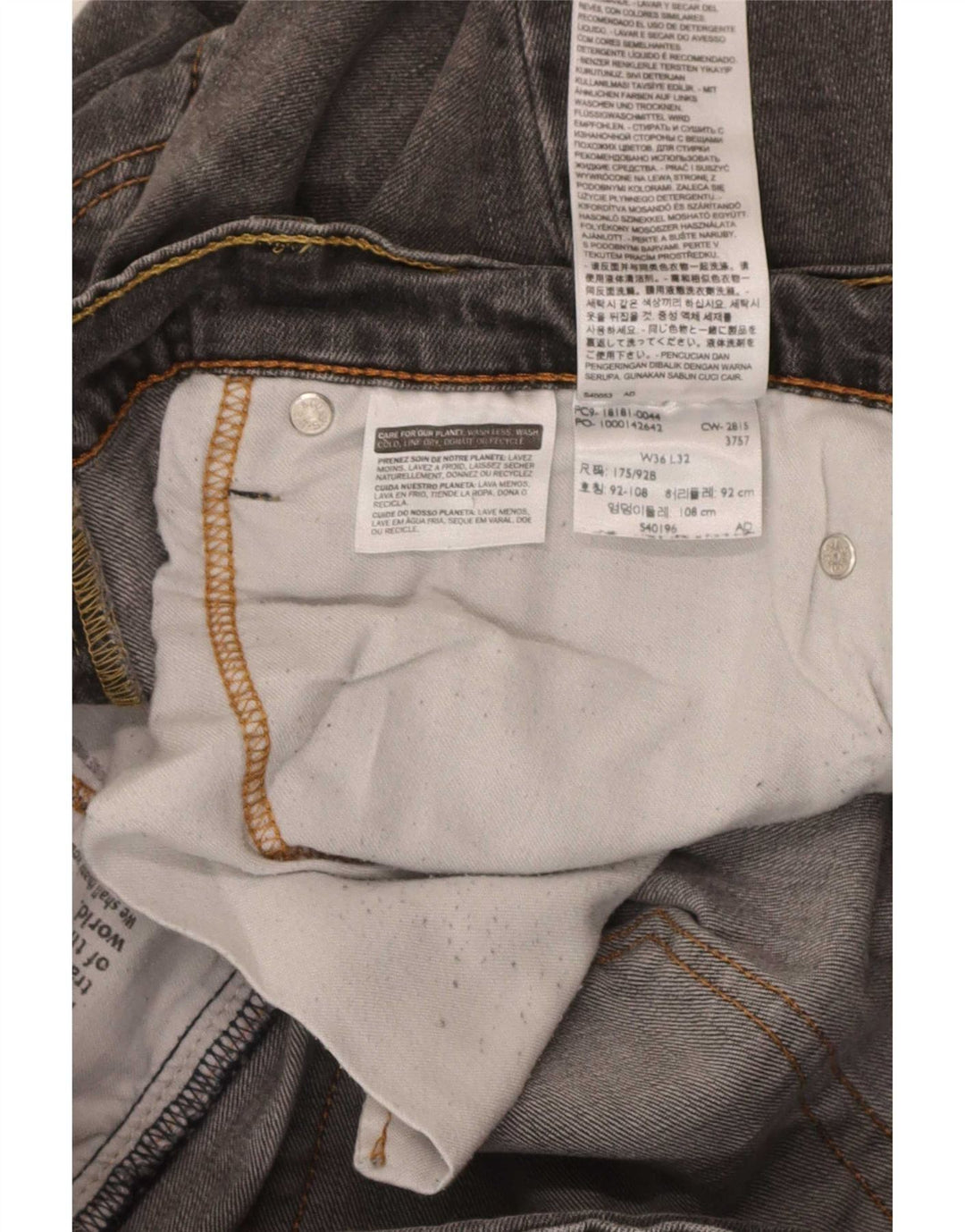 Levi's muške 541 uske traperice W36 L32 sivi pamuk