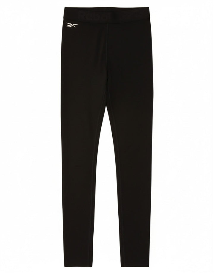REEBOK Womens Leggings UK 0/2 2XS  Black Polyester
