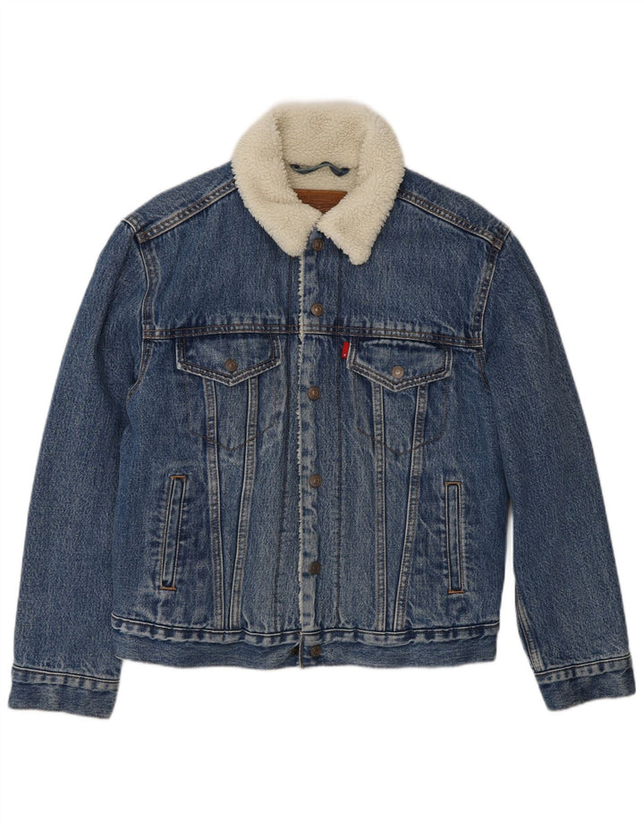Levi's muška traper šerpa jakna UK 36 Mali plavi pamuk