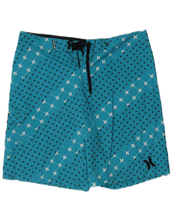 Hurley Mens Swimming Shorts XL  Blue Geometric Polyester