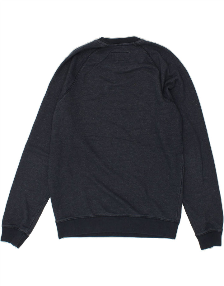 JACK WILLS Mens Graphic Sweatshirt Jumper Small Navy Blue Cotton Vintage Jack Wills and Second-Hand Jack Wills from Messina Hembry 