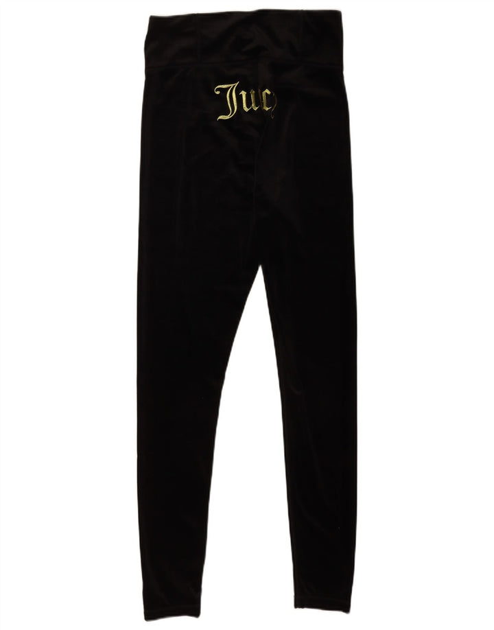 Juicy Couture ženske grafičke tajice od velura UK 12 Srednje crni poliester
