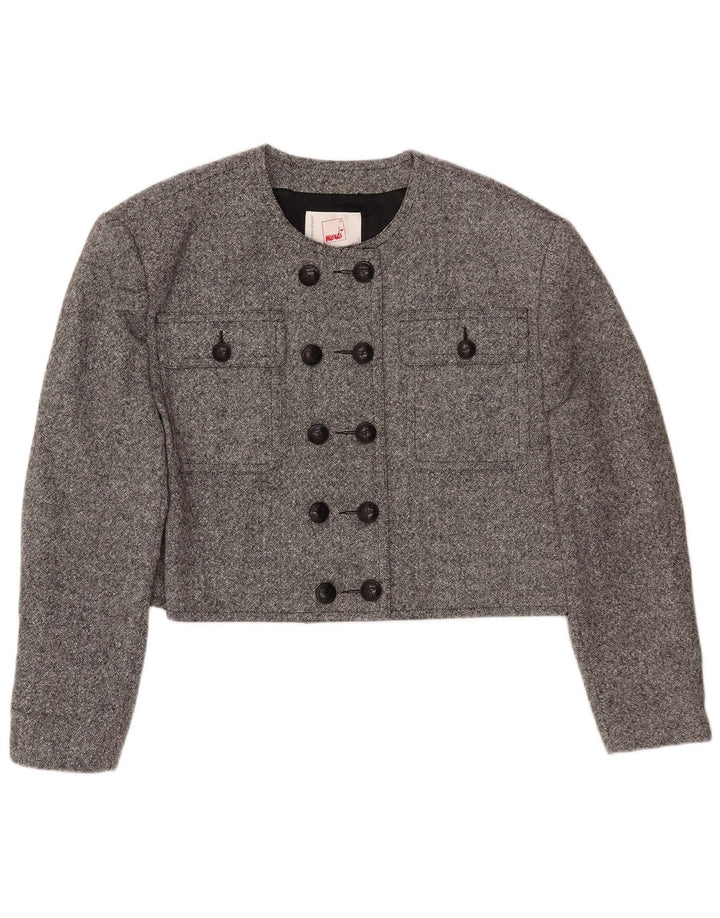 MONDI ženski bolero sako s dvostrukim kopčanjem EU 42 velika siva vuna