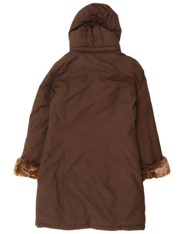 Woolrich ženski podstavljeni kaput s kapuljačom UK 16 Veliki smeđi pamuk