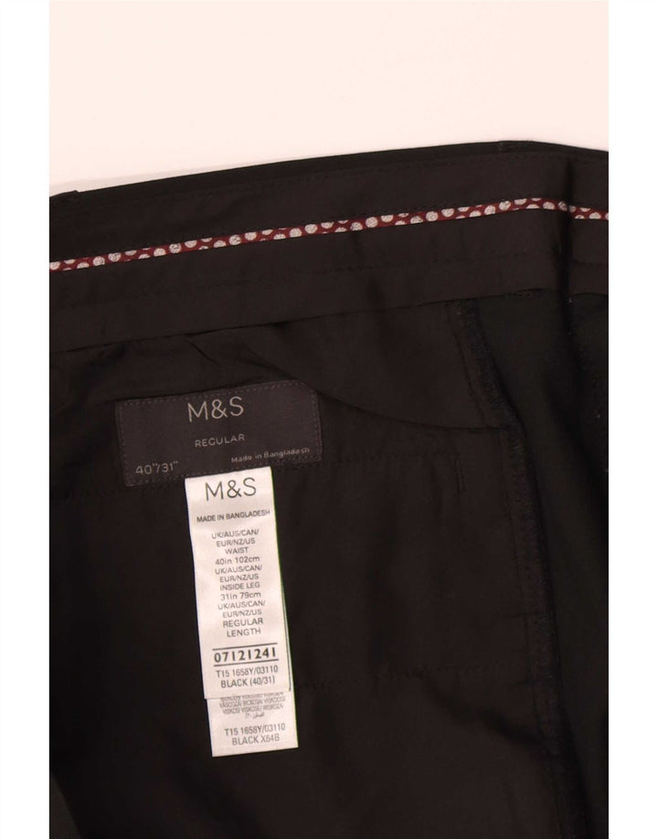 Marks & Spencer muške uobičajene hlače W40 L31 crni poliester