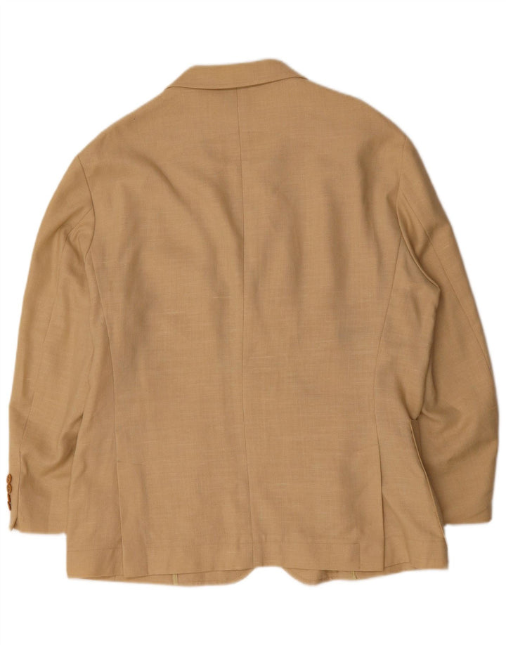 VINTAGE Mens 3 Button Blazer Jacket IT 54 2XL Beige Polyester