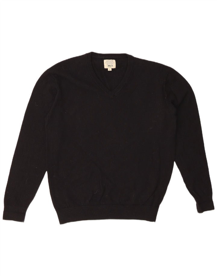 MARLBORO CLASSICS Mens V-Neck Jumper Sweater XL Black Wool