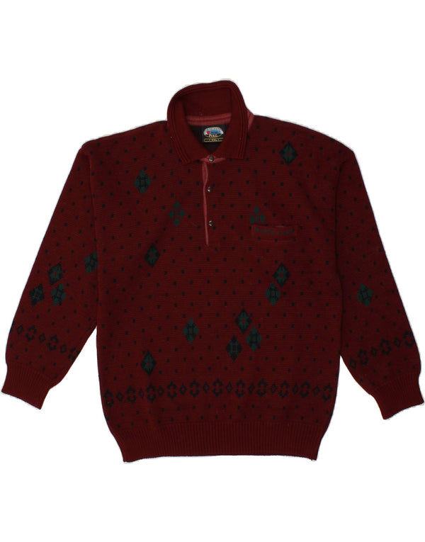 NORTH POLE Muški pulover s polo ovratnikom 2XL Bordo Argyle/Diamond