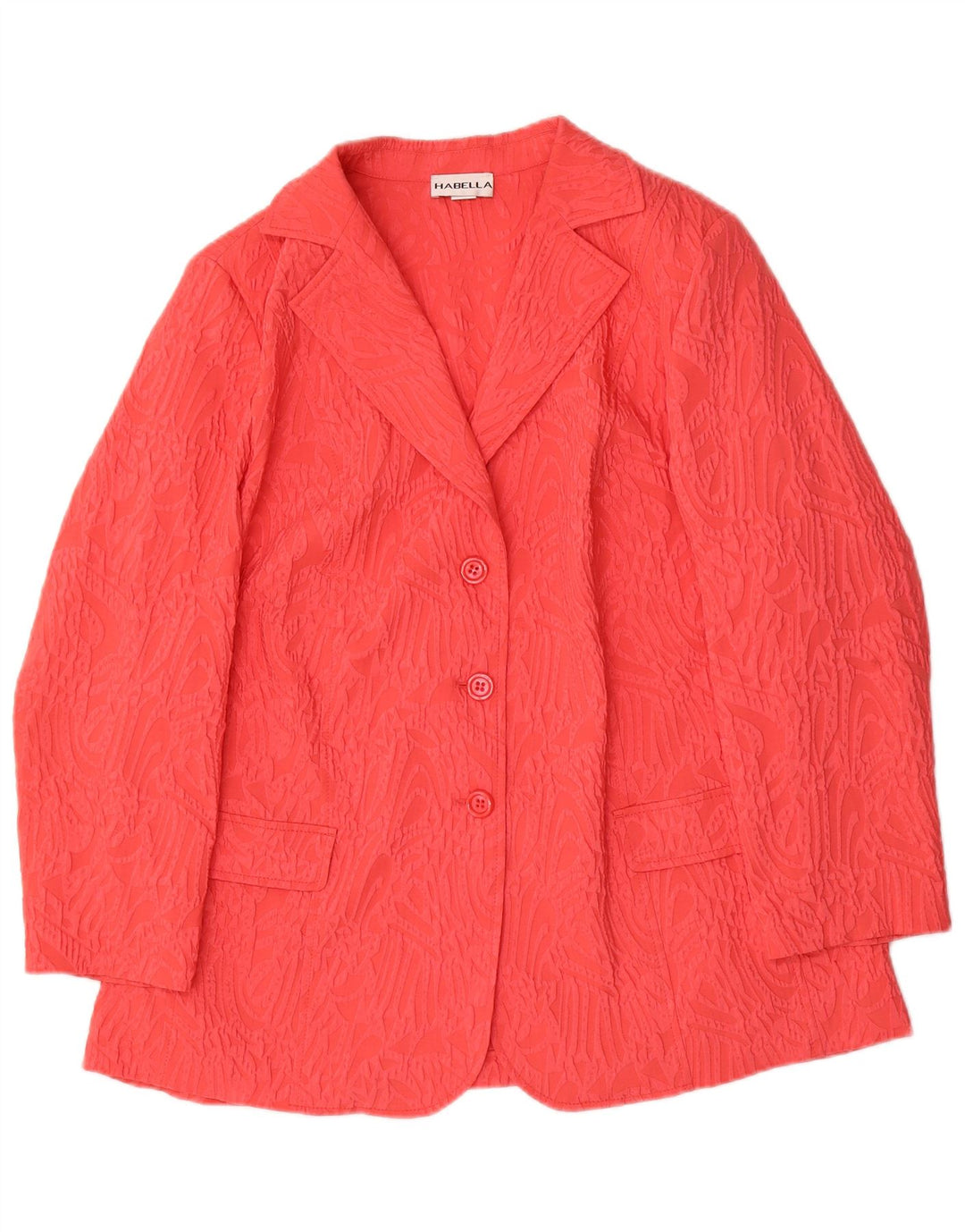 HABELLA Womens 3 Button Blazer Jacket UK 18 XL Pink Floral Polyester