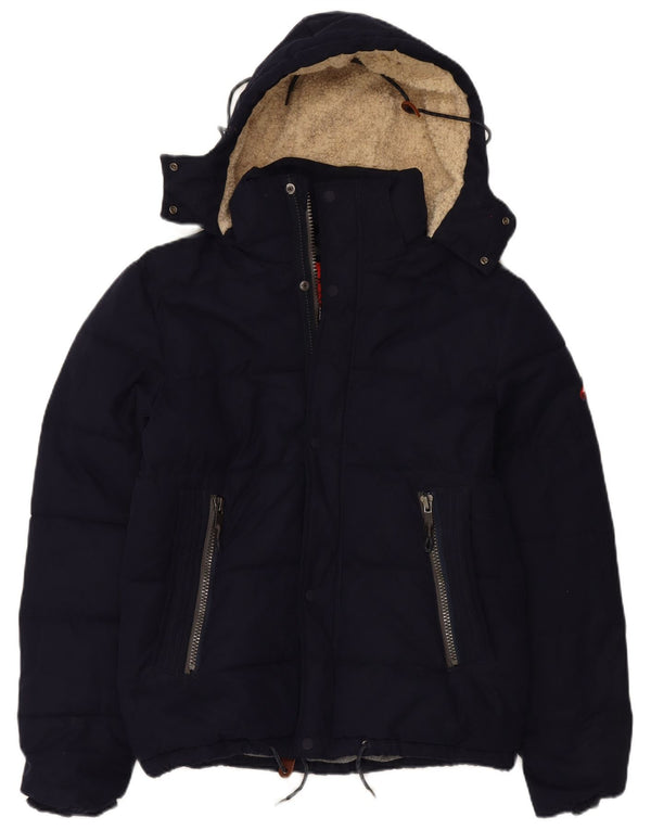 Superdry muška podstavljena jakna s kapuljačom UK 38 srednje tamnoplavi poliester