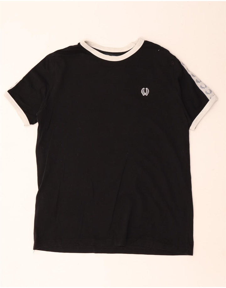 Fred Perry muška majica kratkih rukava s grafičkim motivima srednje crne boje, pamuk