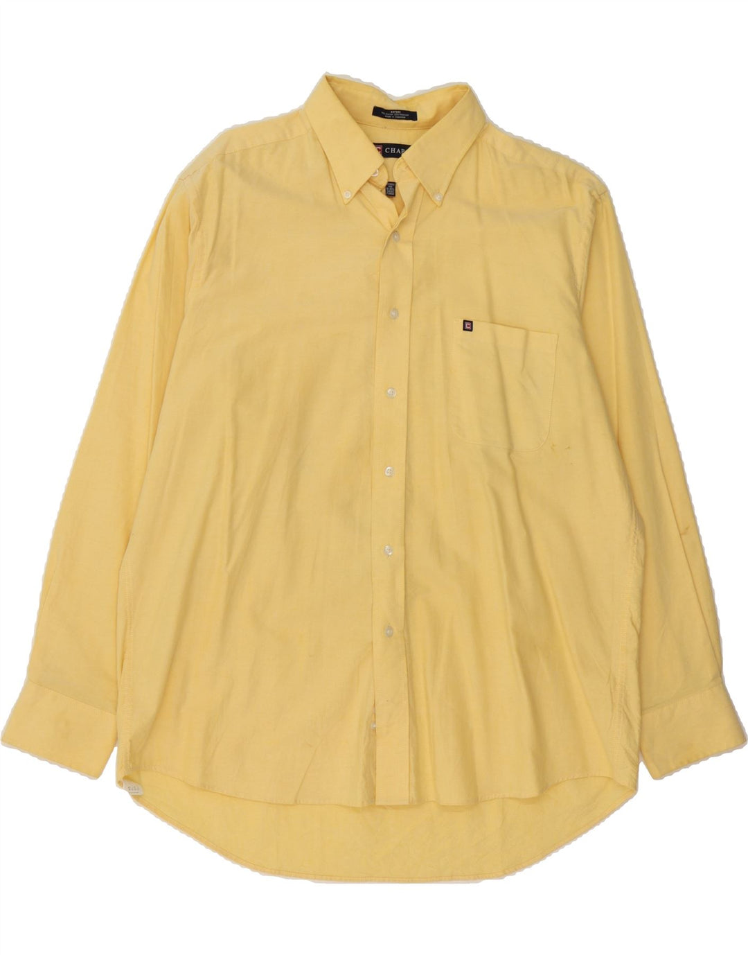 CHAPS Mens Shirt Size 16 16 1/2 Large Yellow Cotton Vintage Chaps and Second-Hand Chaps from Messina Hembry 