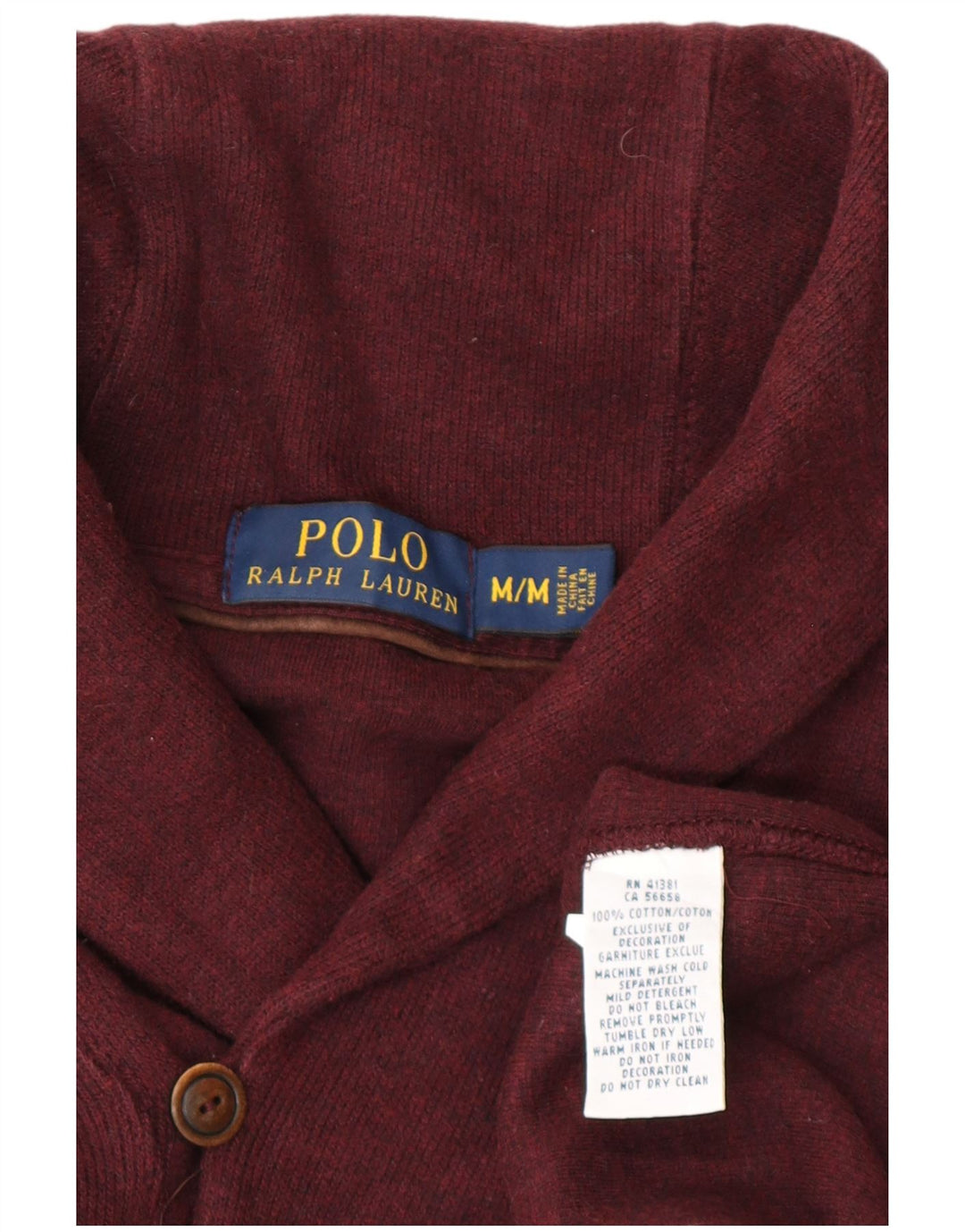 POLO RALPH LAUREN Muški džemper sa šalom i ovratnikom Srednji bordo pamuk