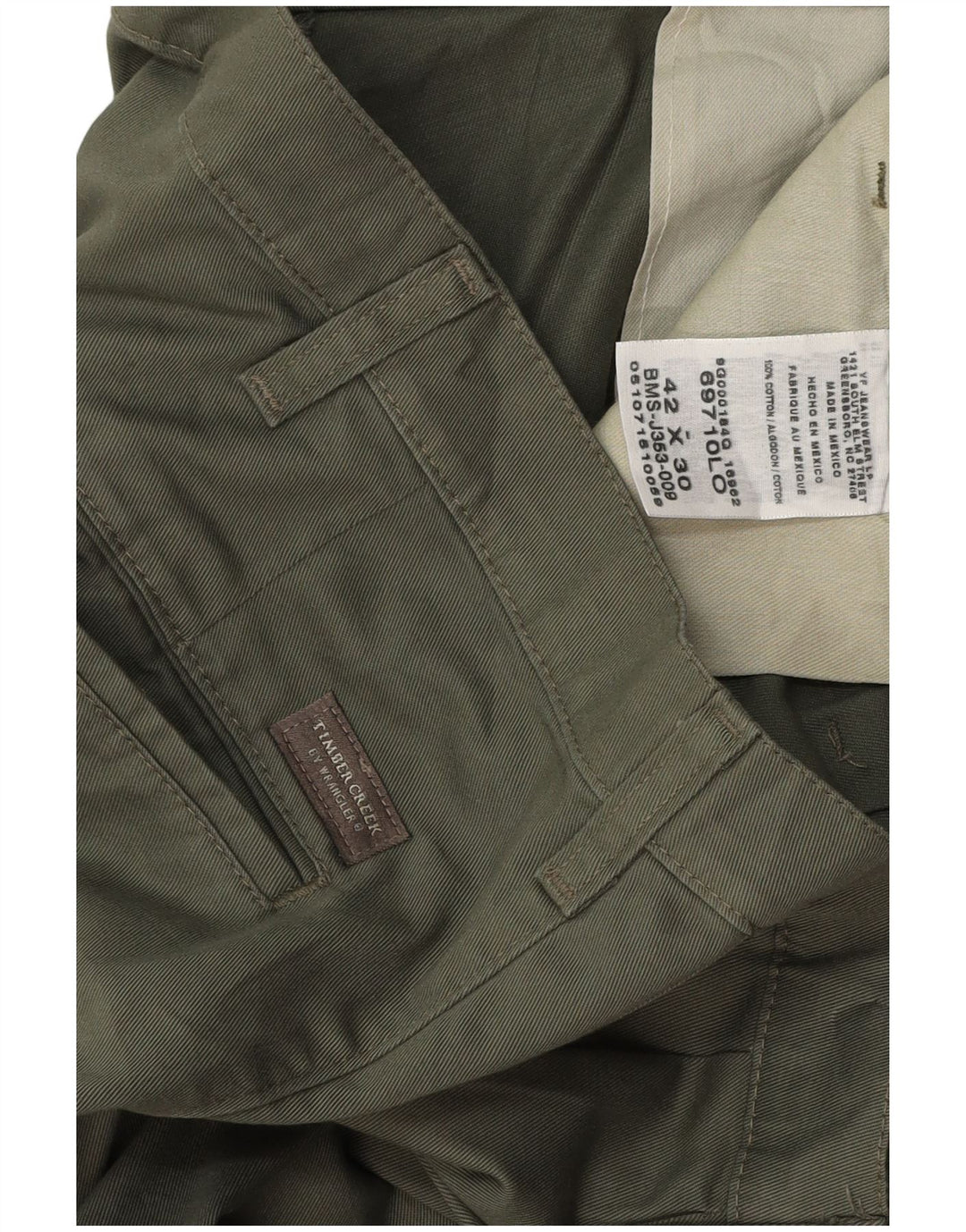 WRANGLER Muške chino hlače s klinovima Timber Creek W42 L30 kaki pamuk