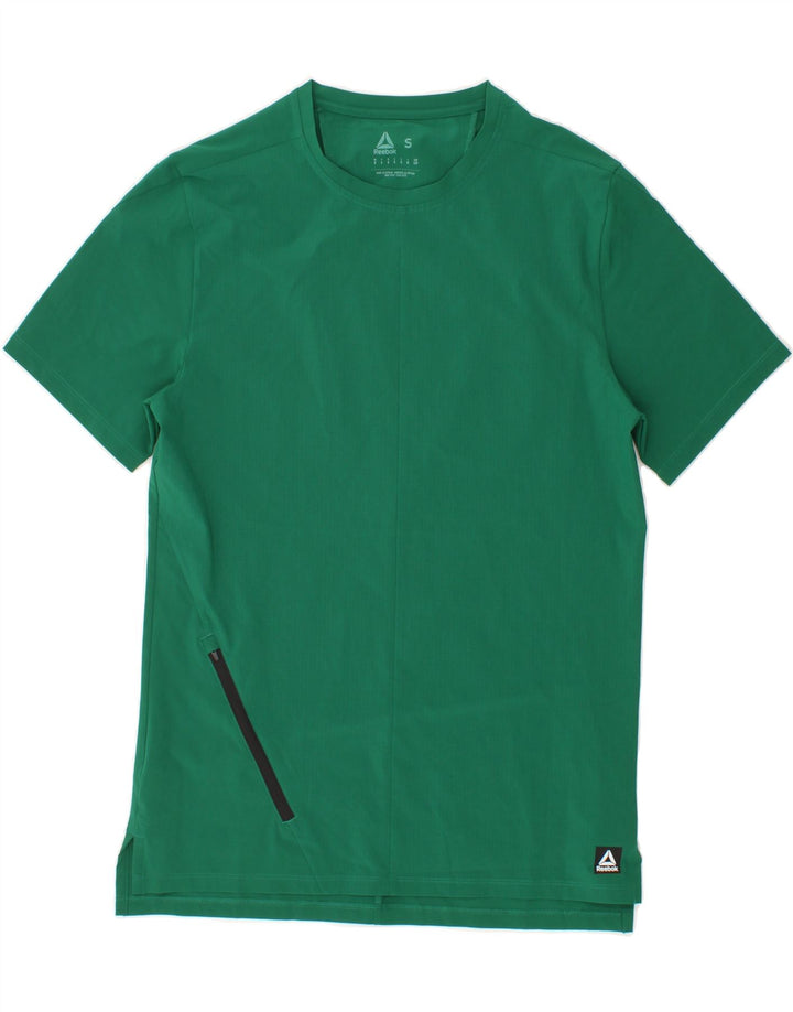 REEBOK Womens Longline T-Shirt Top UK 10 Small Green Polyester Vintage Reebok and Second-Hand Reebok from Messina Hembry 