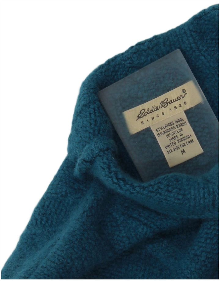 EDDIE BAUER Ženski džemper s kornjačinim ovratnikom UK 14 Srednje plava janjeća vuna