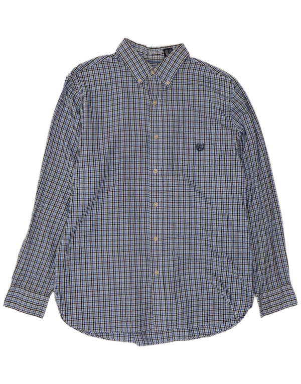 Chaps Mens Shirt Large Blue Check Cotton