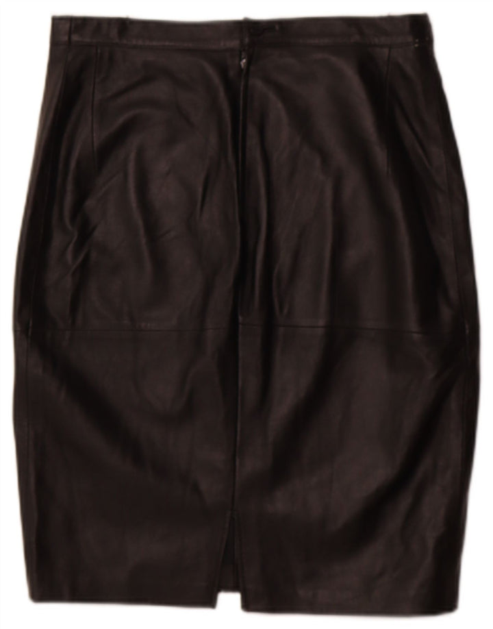 VINTAGE Womens Leather Pencil Skirt W30 Medium  Black
