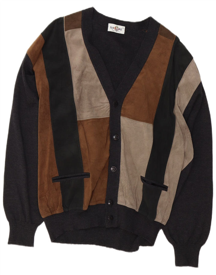 DALMINE Muški kardigan pulover od brušene kože IT 52 Large Grey Colourblock
