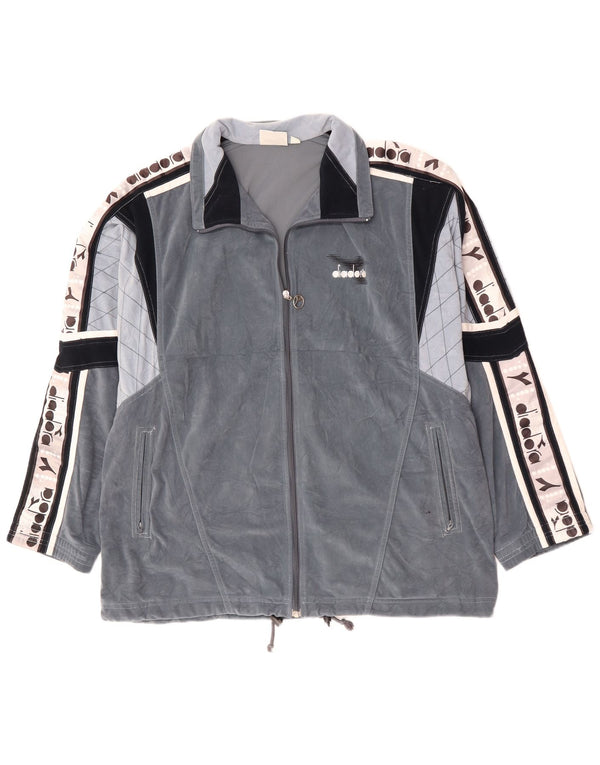DIADORA Muška gornja jakna od trenirke od velura UK 46 XL siva boja