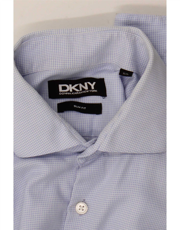 Dkny muška uska svečana košulja veličine 15 1/2, srednje plava karirana boja