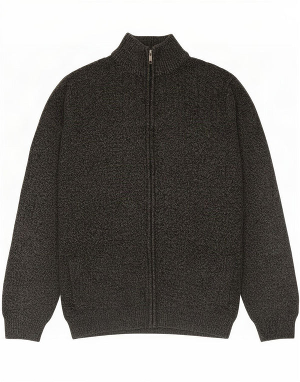 Marks & Spencer Mens Full Zip Cardigan Sweater XL Grey Flecked Acrylic