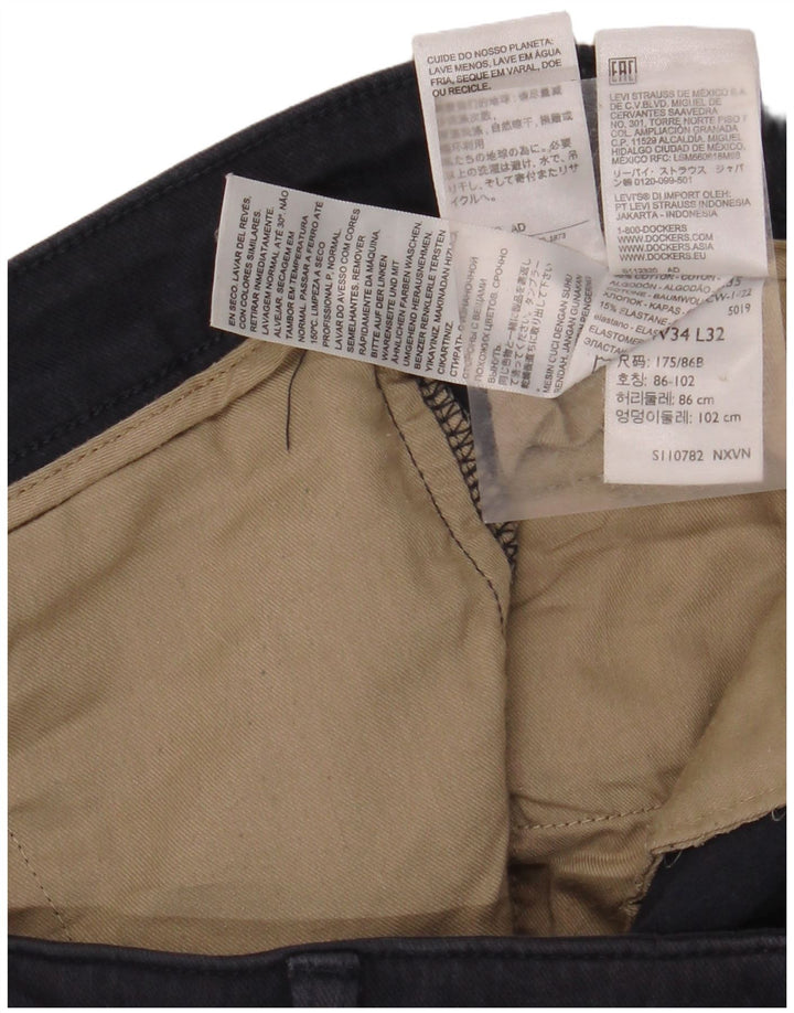 DOCKERS Ravne muške chino hlače W34 L27 tamnoplavi pamuk