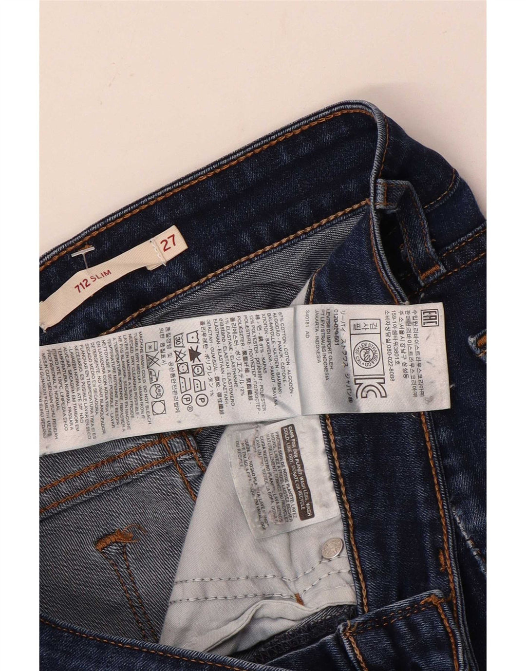 Levi's ženske 712 uske traperice W27 L27 plavi pamuk