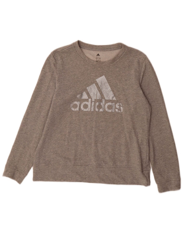 Adidas ženski džemper s grafičkim motivima UK 16/18 veliki sivi pamuk