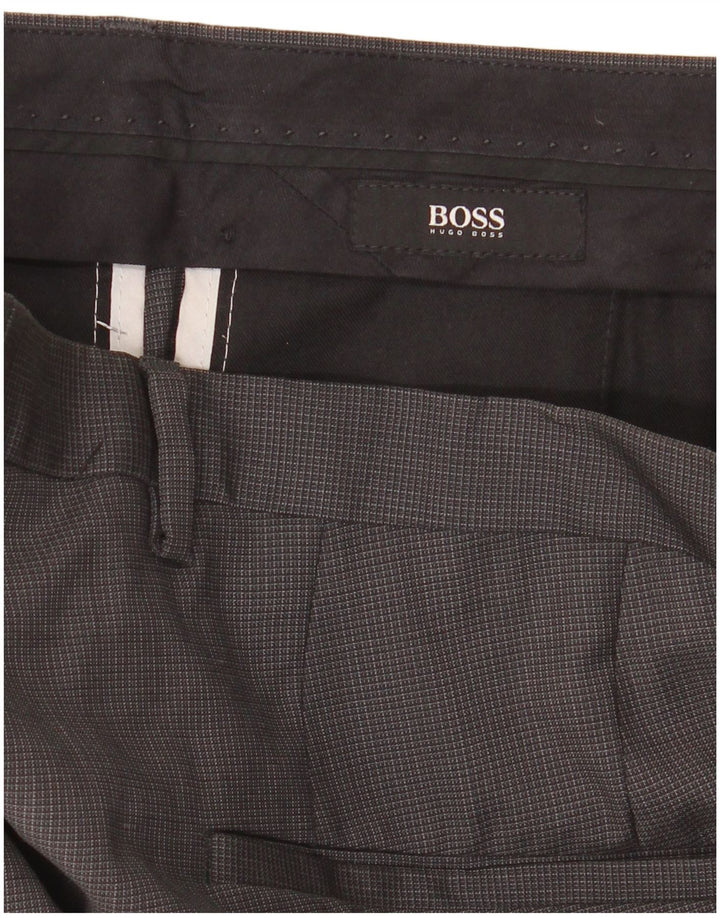 Hugo Boss muške hlače ravnog odijela IT 48 Srednje W34 L30 Siva Gingham