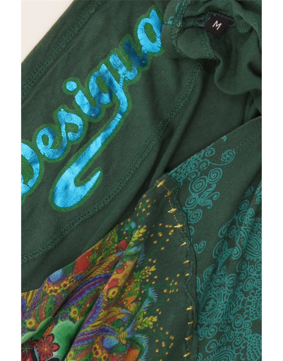 Desigual gornji dio ženske bluze s grafičkim krilima šišmiša UK 14 srednje zelene boje
