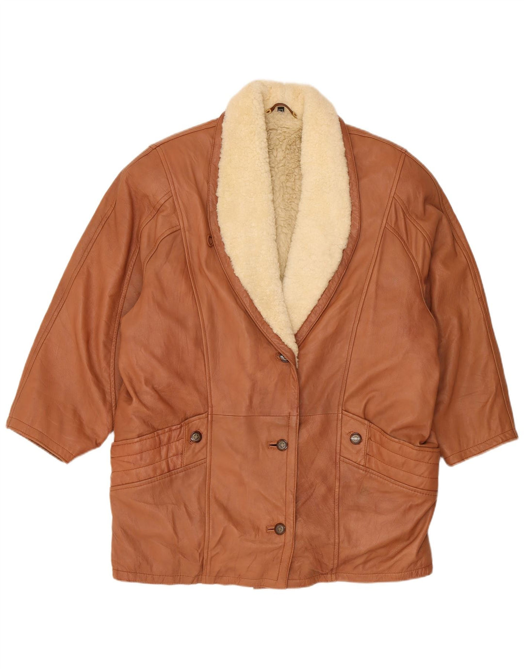 Vintage ženska prevelika jakna s ovčicama UK 16 velika smeđa