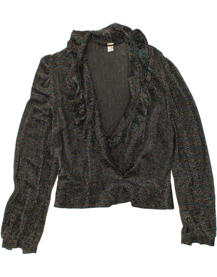 VINTAGE Womens Crop Shirt Blouse EU 40 Medium Black Polyester Vintage Vintage and Second-Hand Vintage from Messina Hembry 