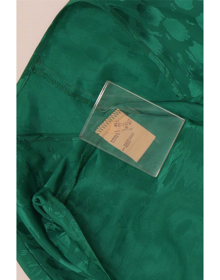 Vintage gornji dio ženske bluze UK 22 2XL poliester na zelene točke
