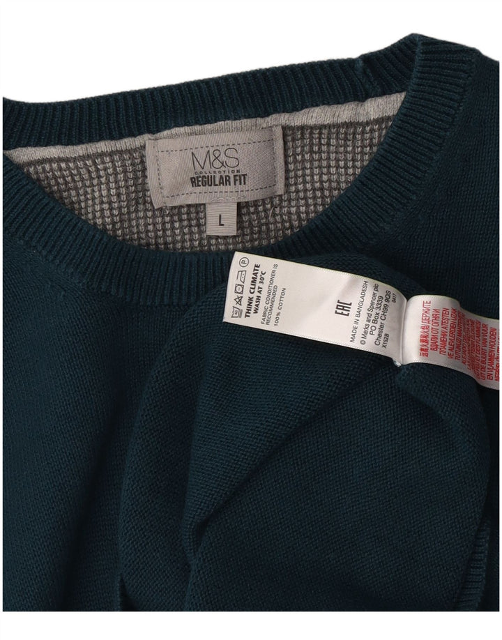 Marks & Spencer muški pulover s okruglim izrezom, veliki plavi pamuk