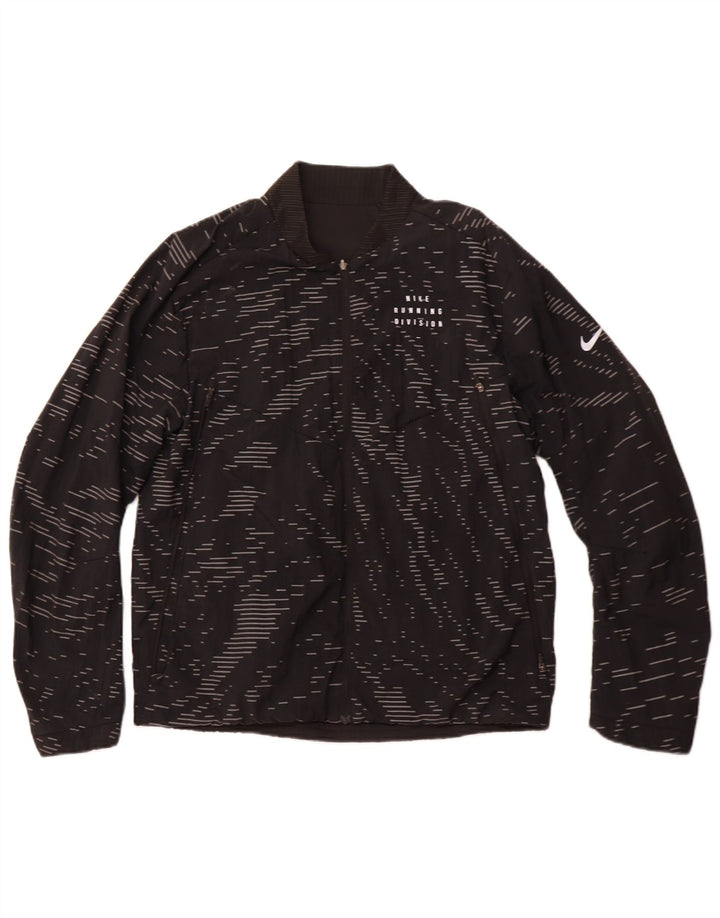 NIKE muška gornja jakna Therma-Fit reverzibilne trenirke srednje crne pruge