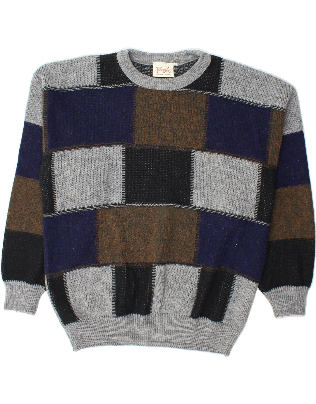VINTAGE Mens Crew Neck Jumper Sweater XL Multicoloured Colourblock Vintage Vintage and Second-Hand Vintage from Messina Hembry 